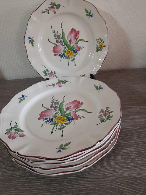 Lot De 6 Assiettes De Présentation MOLIN Faïence Cerise 32 Cm - Superbes - Neuves